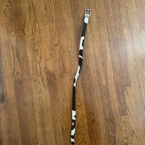 Cow Print Belt with Silver Buckle